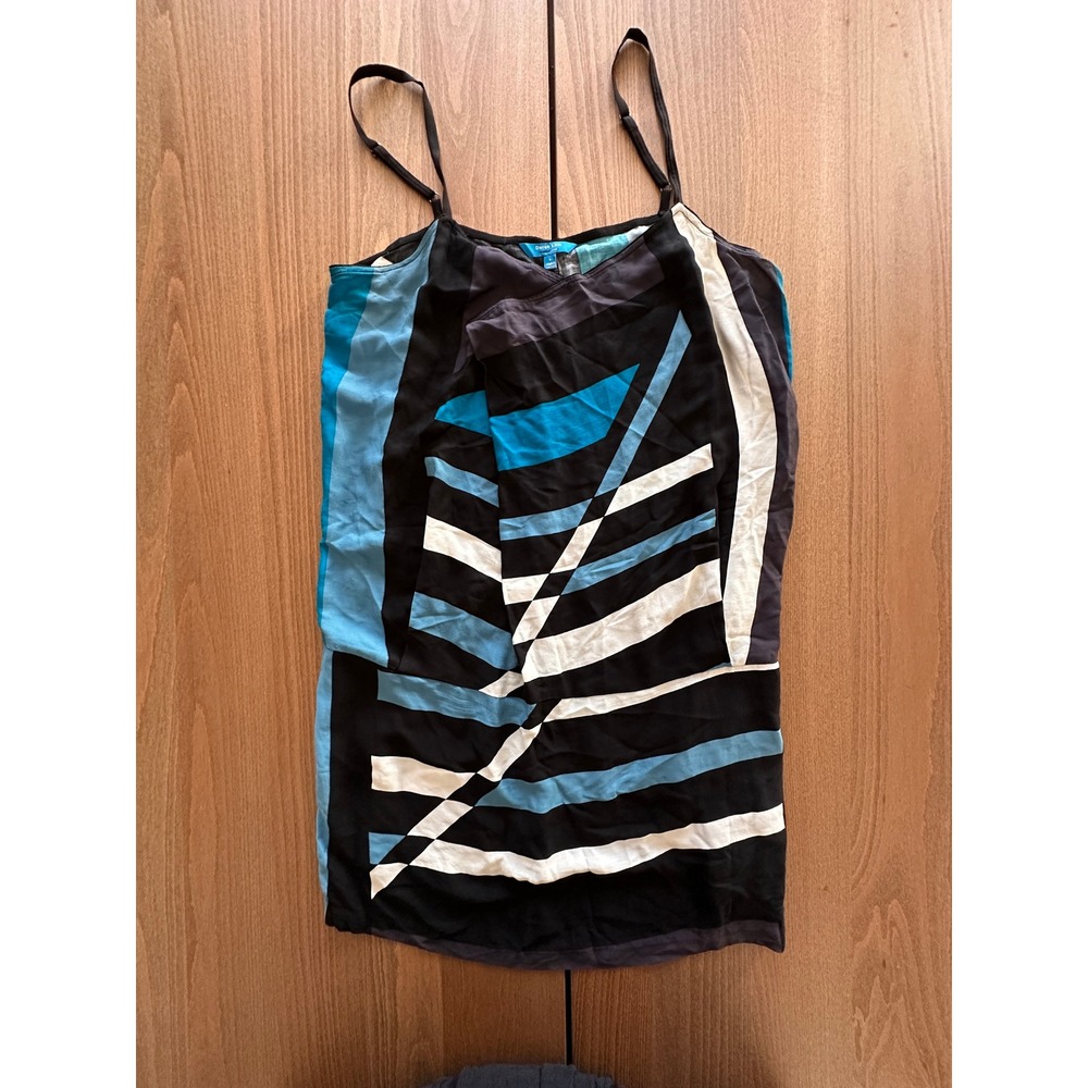 Derek Lam for DesigNation Womens Blue Geometric Abstract Cami Top Large - Picture 2 of 7